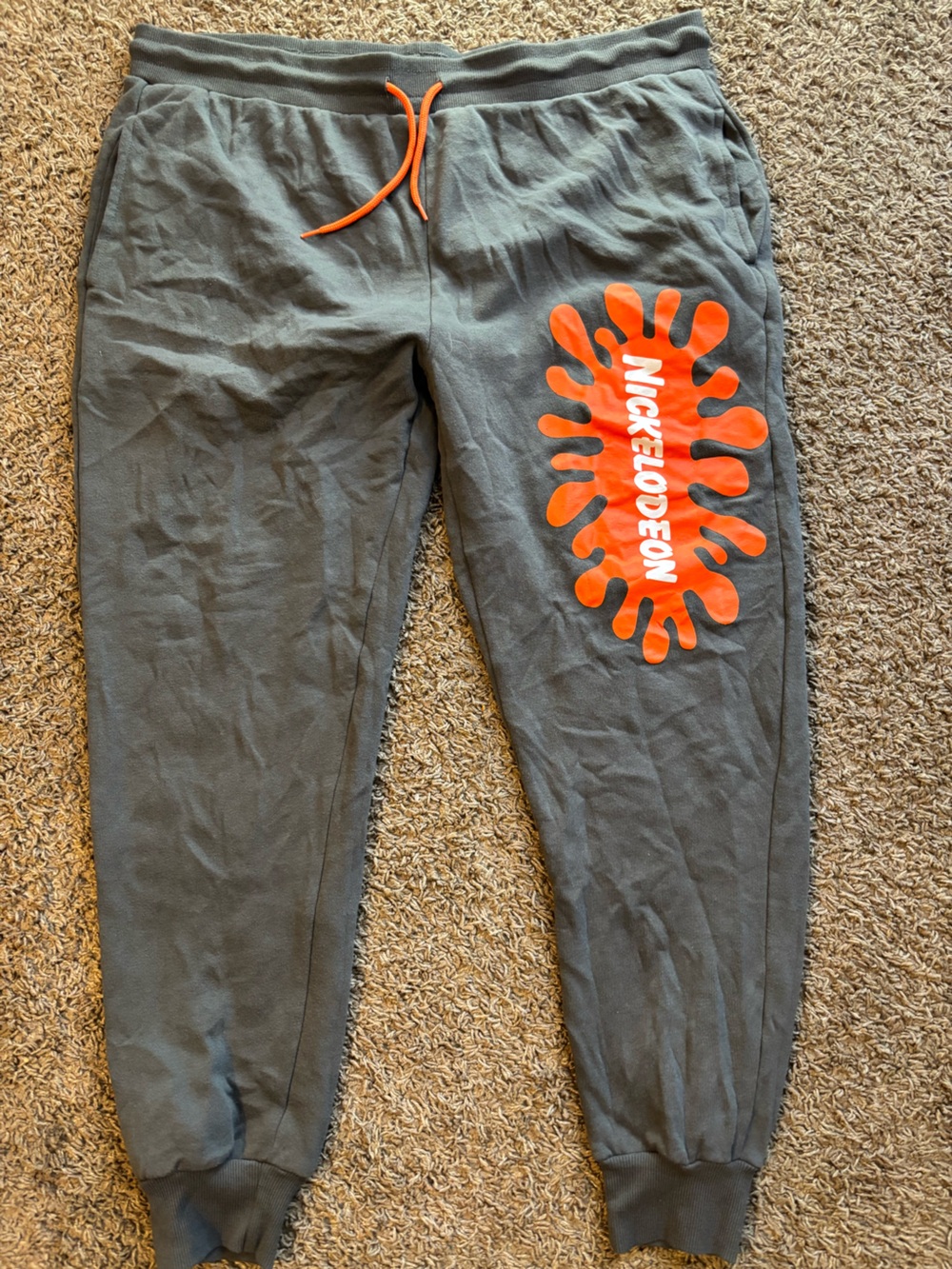 Nickelodeon grey Sweatpants with Bright Orange Splat